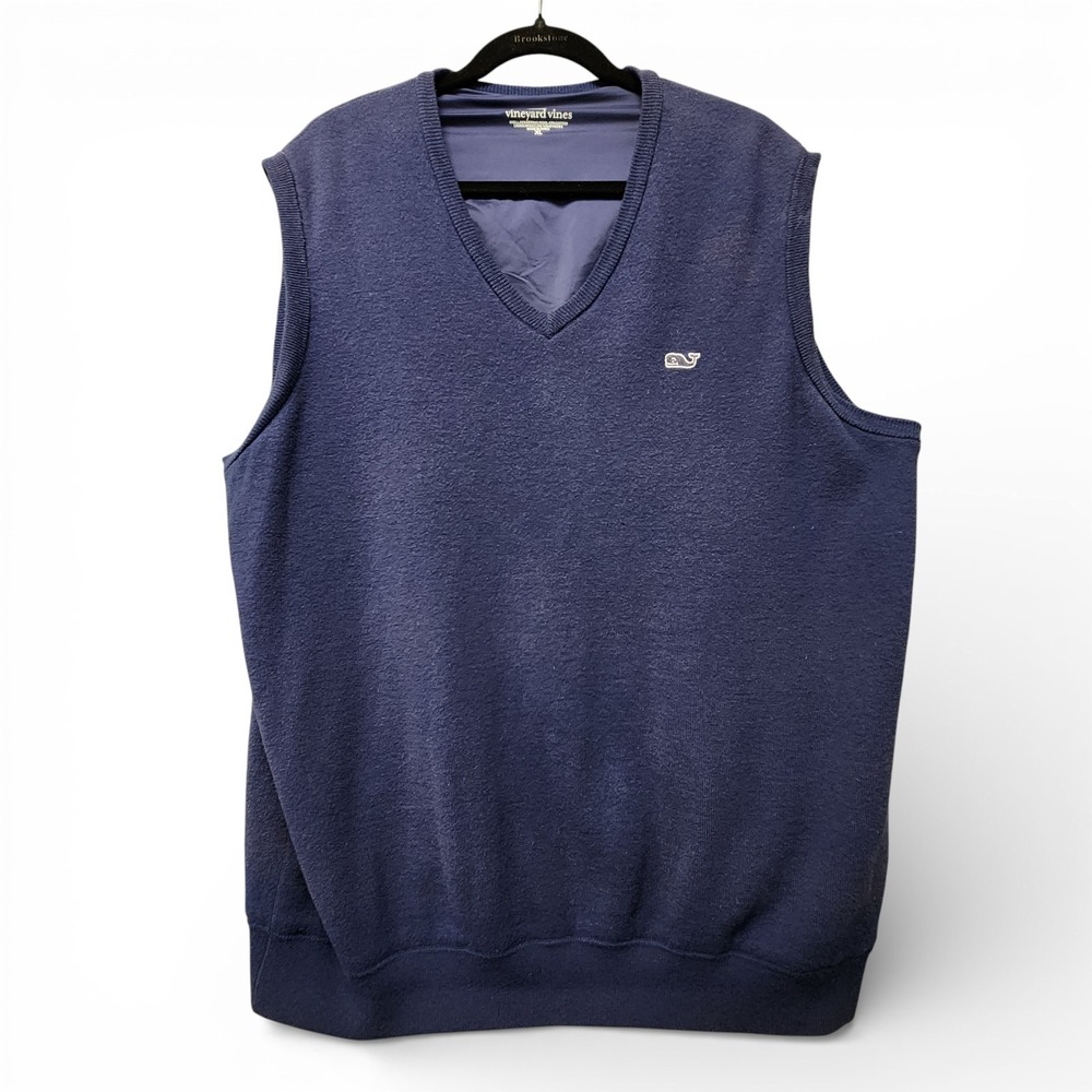 VINEYARD VINES Merino Wool Blend‎ Lined Sweater Vest Mens XL Navy Blue PLS READ